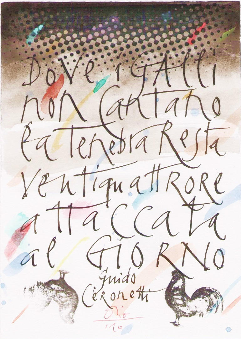 Orio Galli - Galligrafia - "Dove i galli non cantano la tenebra resta ventiquattrore attaccata al giorno" (Guido Ceronetti)